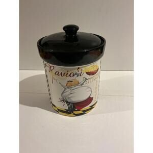 Certified International Pasta Canister Tracy Flickinger Chef Design w/Lid